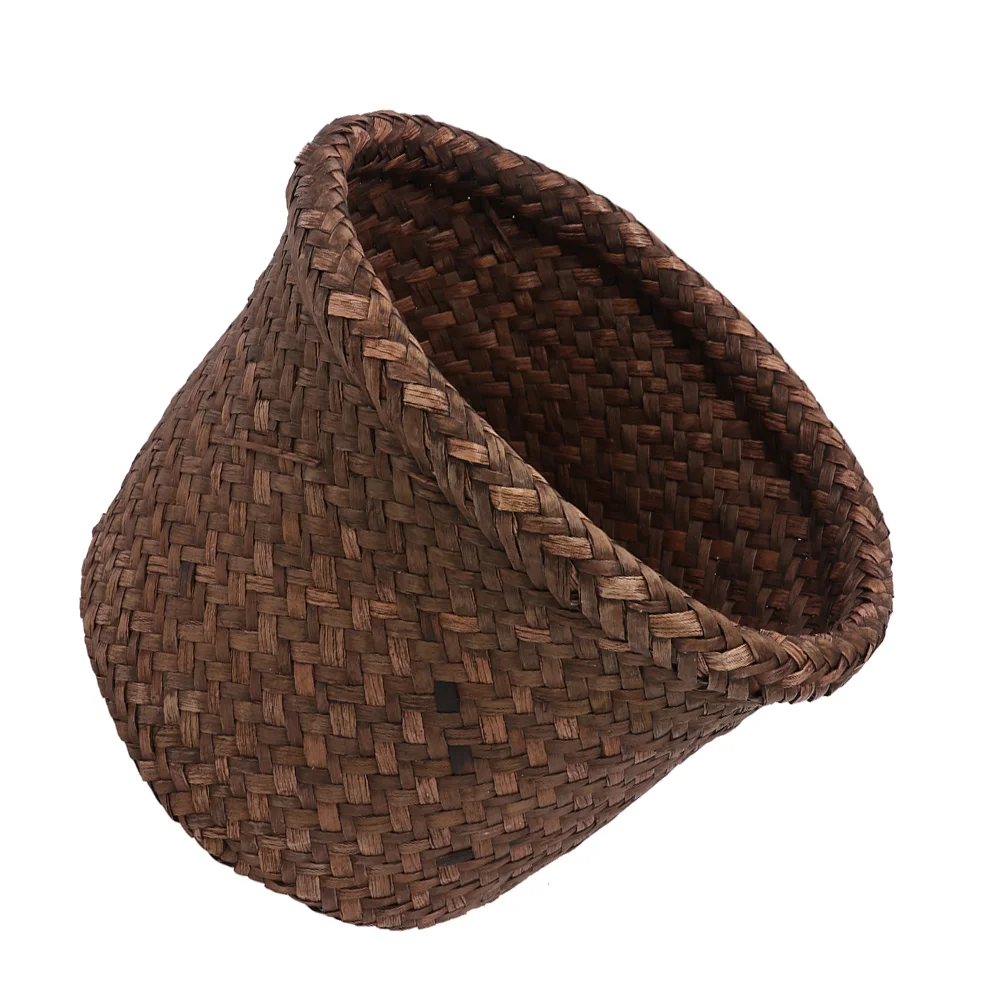 

Basket Woven Trash Wickerpot Waste Flower Can Rattan Bin Garbage Storage Planter Seagrass Container Kitchen Baskets Straw Paper