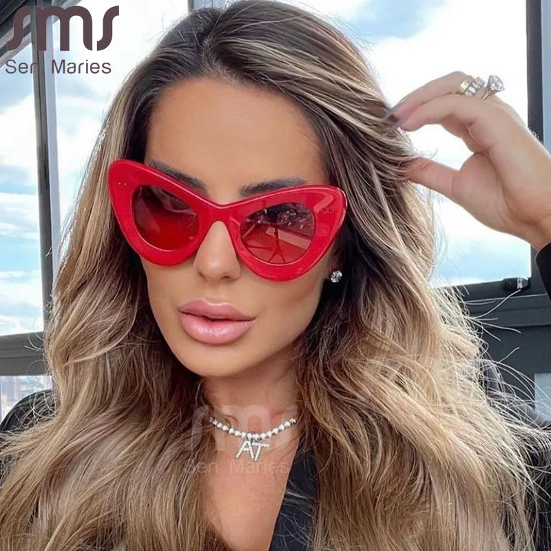 Негабаритные солнцезащитные очки кошачий глаз женские стимпанк Солнцезащитные