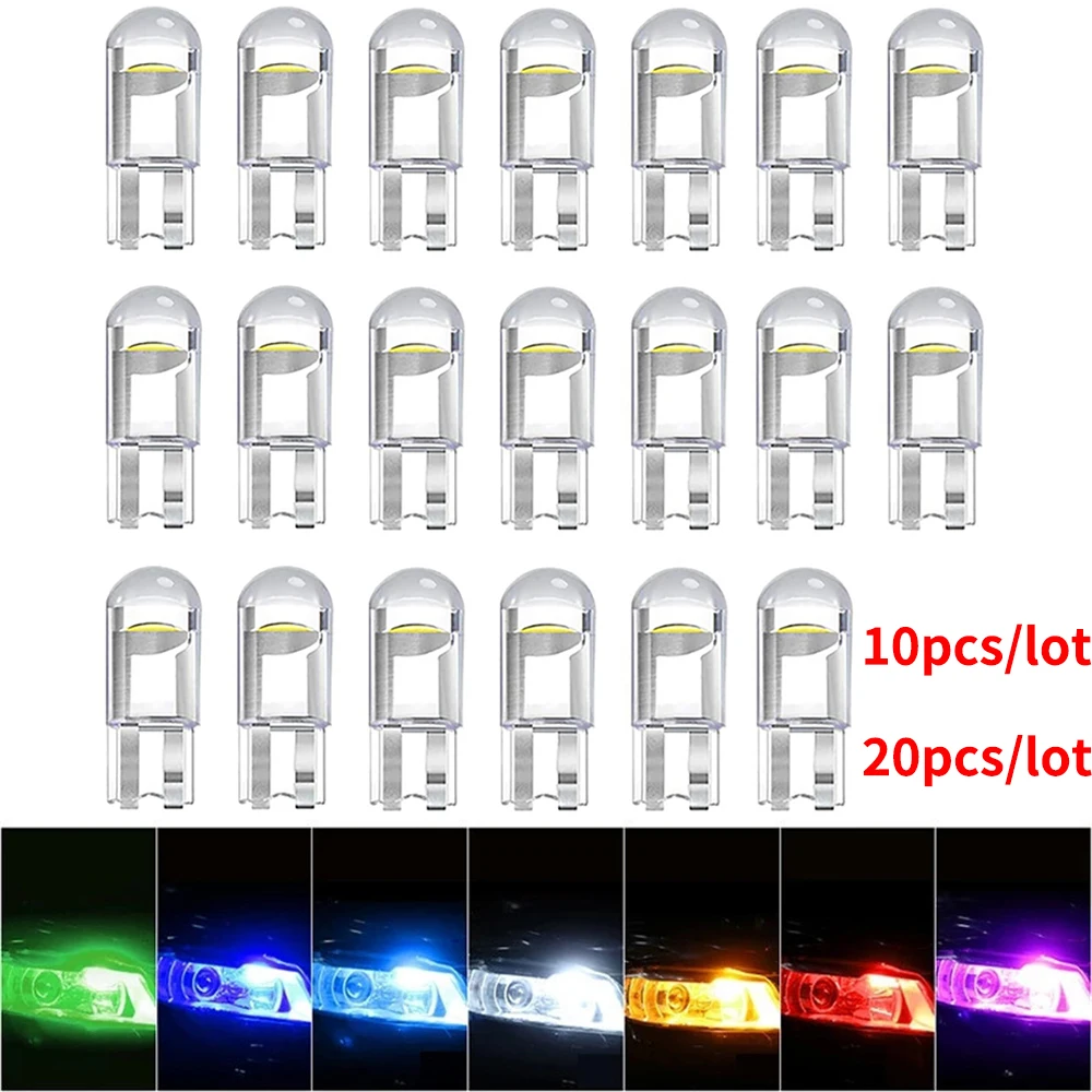 

10 шт./20 шт. T10 W5W светодиодный супер яркий автомобильный светильник COB стекло 6000K универсальная лампа для чтения купольная лампа для номерного...