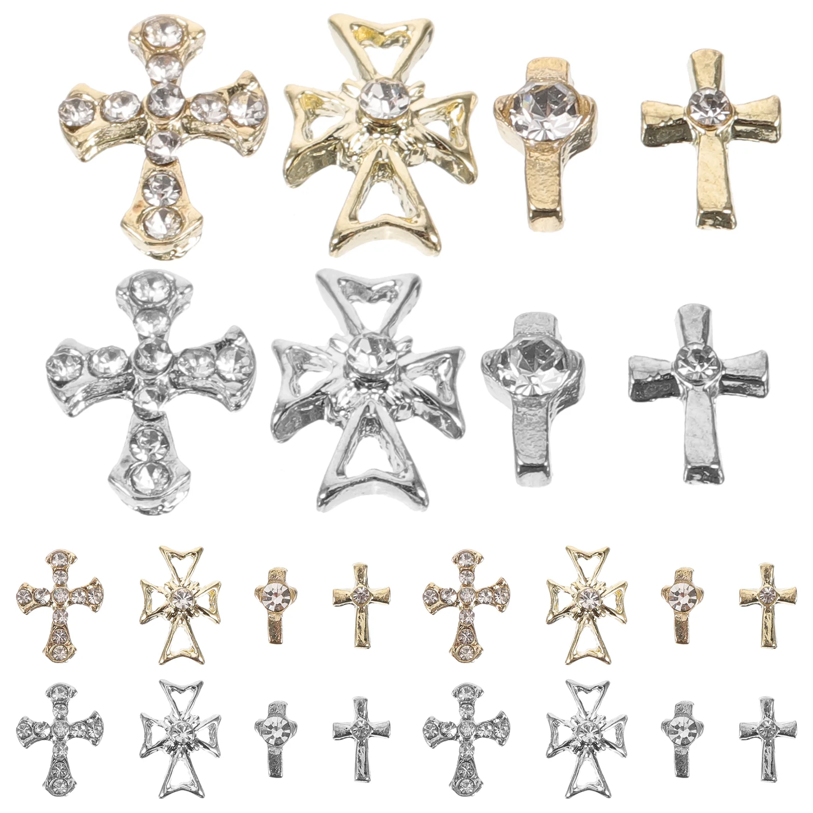 

80pcs Cross Nail Charms Nail Rhinestones 3D Nail Gems Women Manicure Jewelries