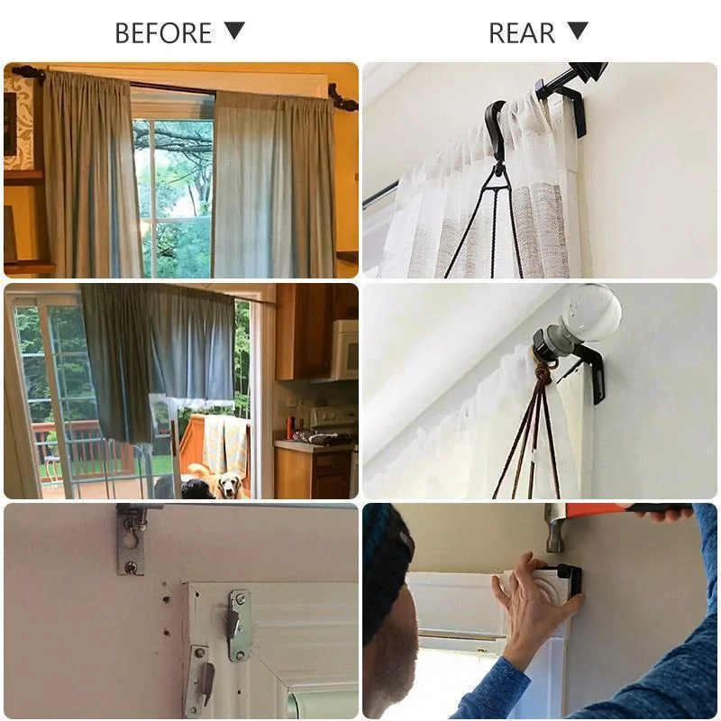 

2PC Single Hang Curtain Rod Holders Bracket Into Window Frame Curtain Rod Bracket Curtain Rod Bracket Black
