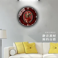 Style A Red Lady HD Painting Acrylic Handing Watch Circular Wall Clock Modern Design for Living Room Kitchen Office Bedroom