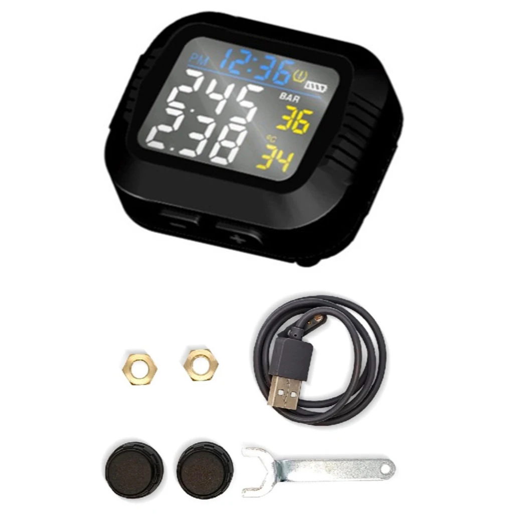 

Waterproof Motorcycle Real Time Tire Pressure Monitoring System External Sensor Wireless LCD Display