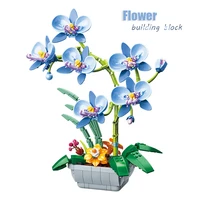 building blocks flower phalaenopsis plant potted bouquet diy creative bonsai model home decoration childrens assembled toy gift