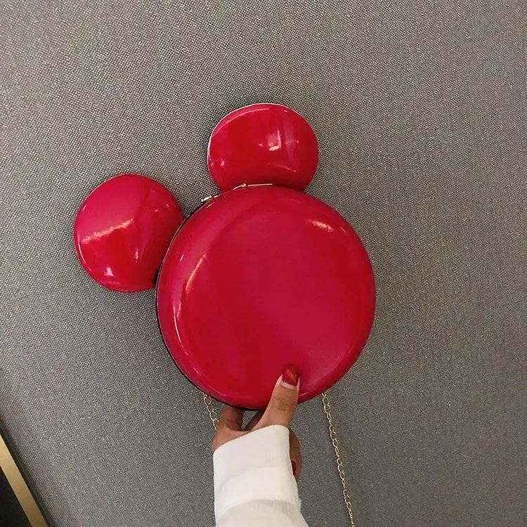

Mickey shape Hot sale 2022 new fashion woman chain small round Bag Girl Lovely Shoulder Messenger Bag Cartoon handbag coin purse