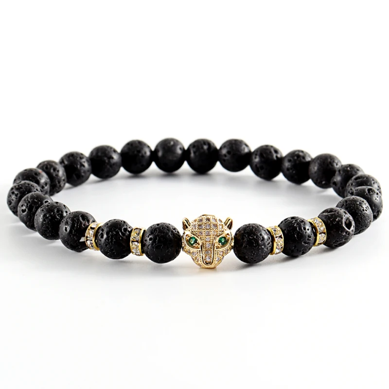 Мужской браслет с головой леопарда в стиле хип-хоп |