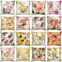 robtm retro style spring flower pattern decorative cushions pillowcase linen cushion cover throw pillow sofa decoration