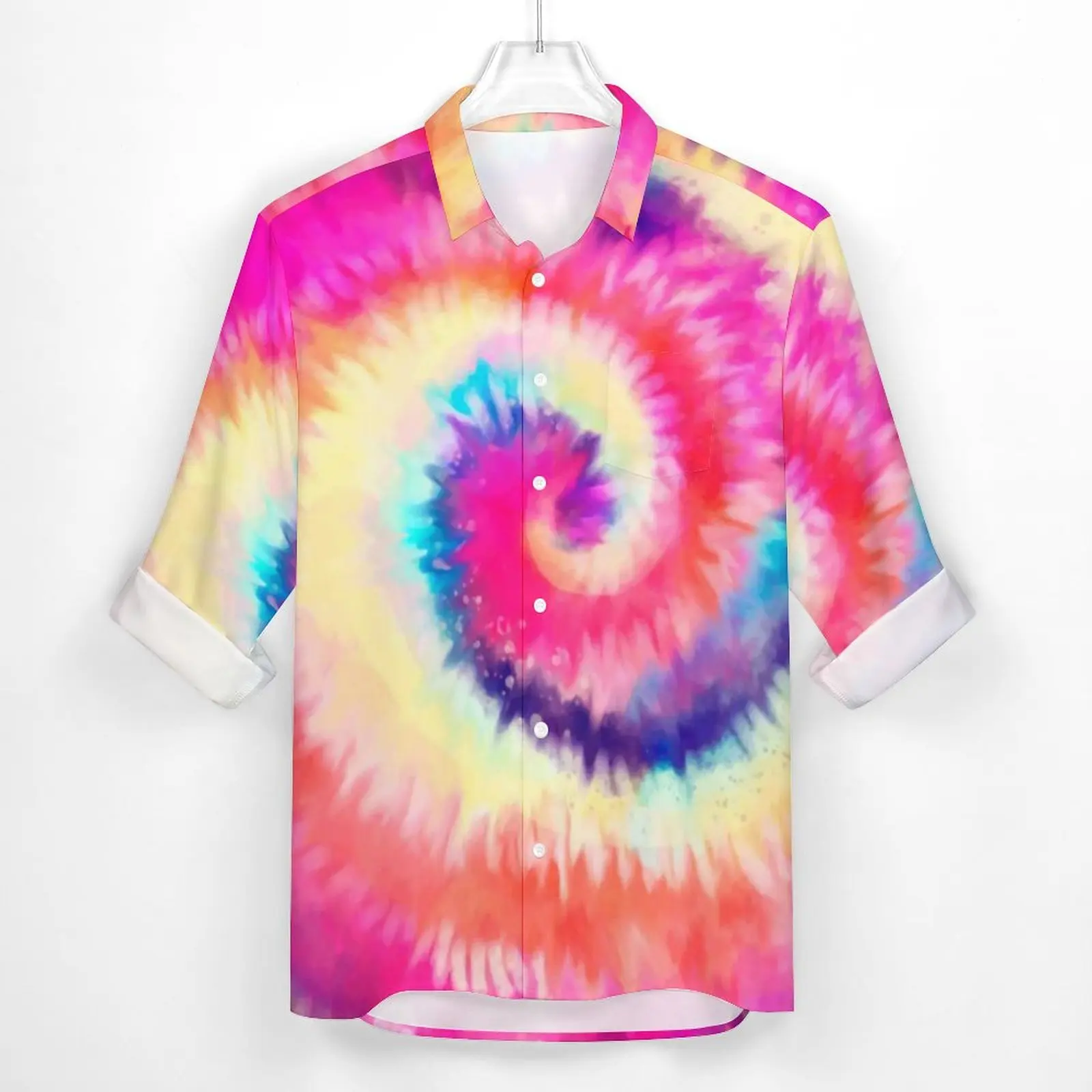 Рубашка с эффектом омбре Повседневная Блузка радужным завитком розового и