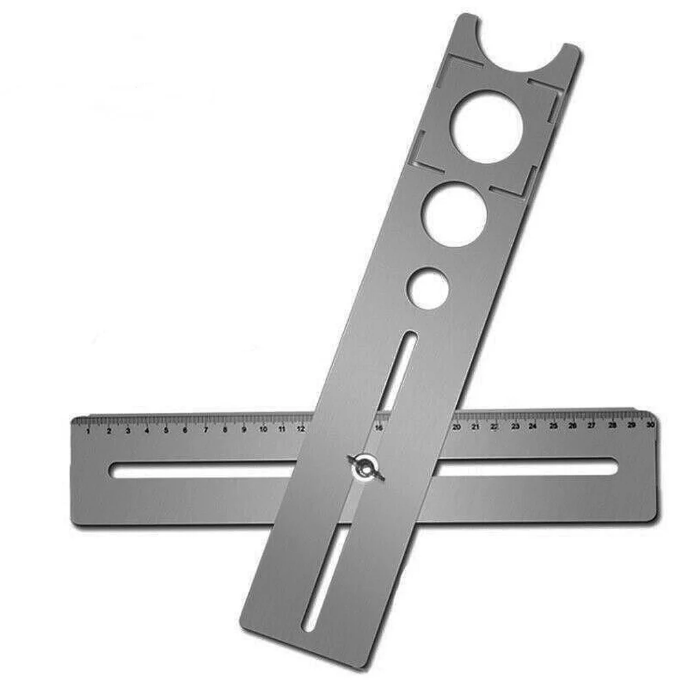 

Stainless Steel Ceramic Tile Hole Locator Ruler Adjustable Punching Hand Tool for House Decorated Work Multi-Functional Ruler