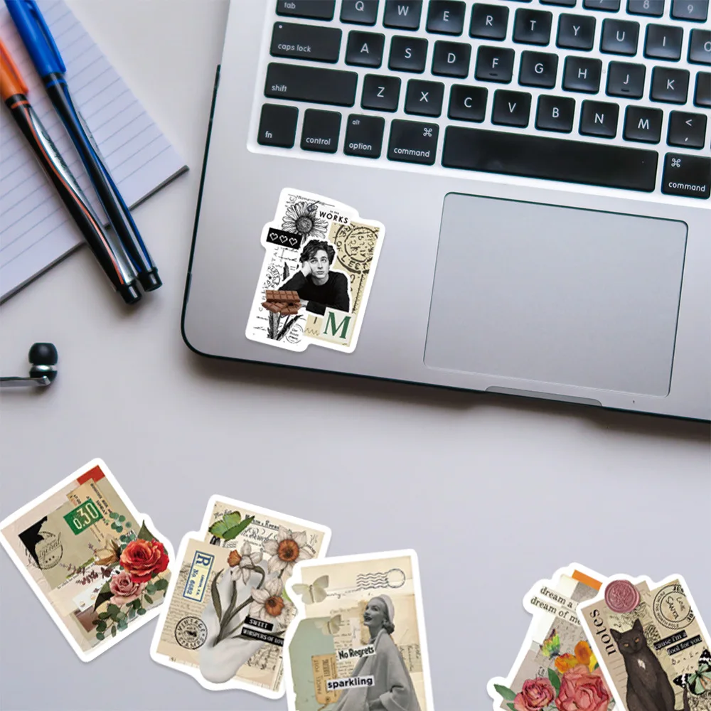 Рисунок 3 - наклейки в виде цветов в стиле ретро для ноутбука