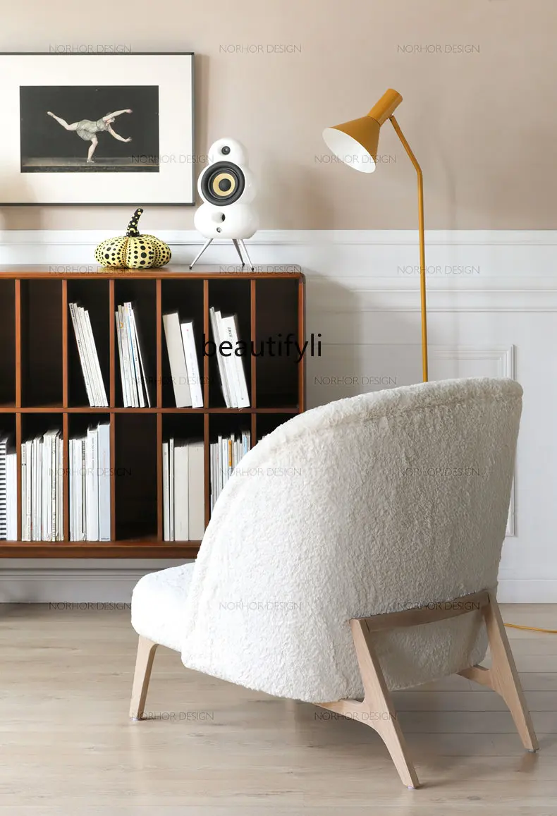 yj Диван для отдыха из скандинавской ткани кресло чтения средневековое с высокой