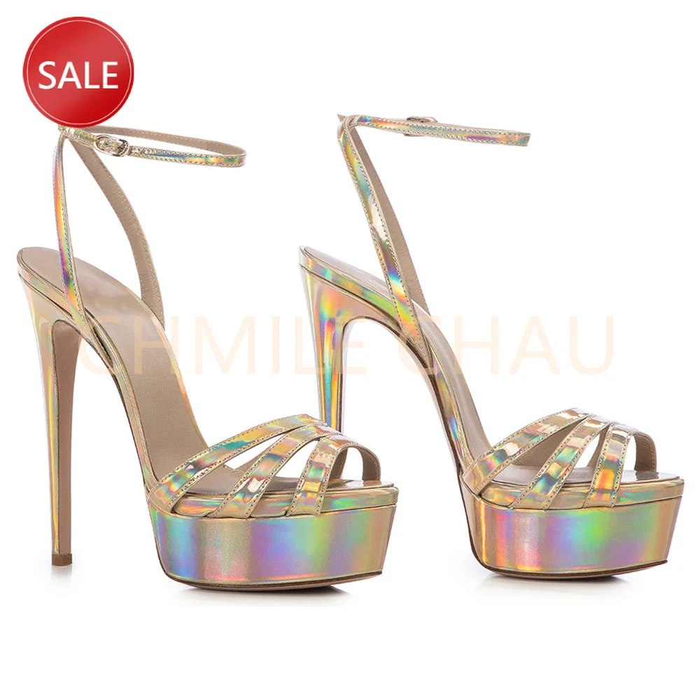 

CHMILE CHAU Women Stiletto High Heel Buckle Ankle Strap Sandals Wedding Evening Party Prom Shoes Plus Size Lady Sandals 1-CHC-30