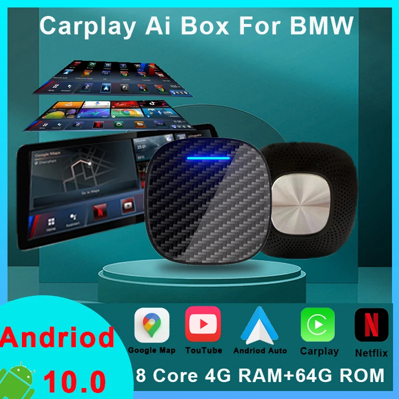 

Android10 Multimedia Video Player 4G+64G Wireless Carplay MirrorLink AI Box For BMW Andriod Auto 8Core Built in Gps With SIM
