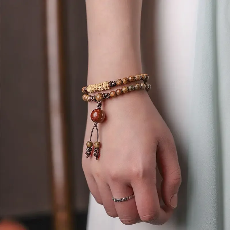 Изысканный браслет из старого материала двойные круглые четки маленький King Kong