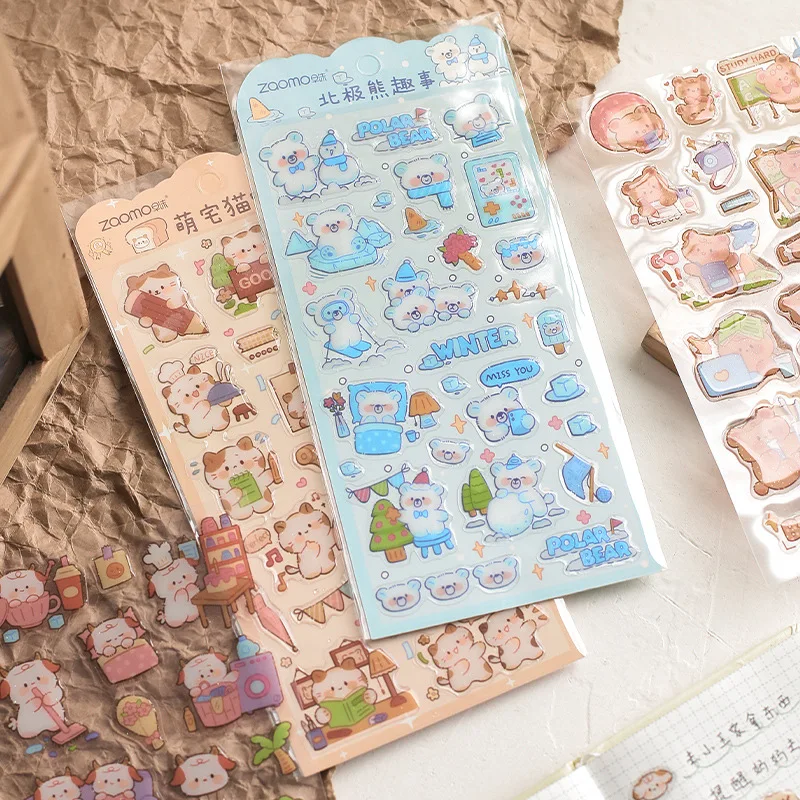 

1pc Kawaii 3D Crystal Stickers Cute Animal Stickers for Kids Gift Aesthetic Stickers Scrapbooking Notebook Decoration Supplies