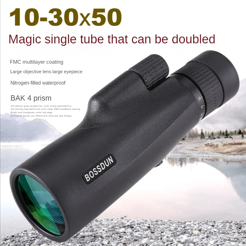 

10-30×50 Powerful Monocular Long Range Zoom Pocket Spotting Telescope Eyeglass BAK4 HD Handheld Optic for Smartphone Tourism