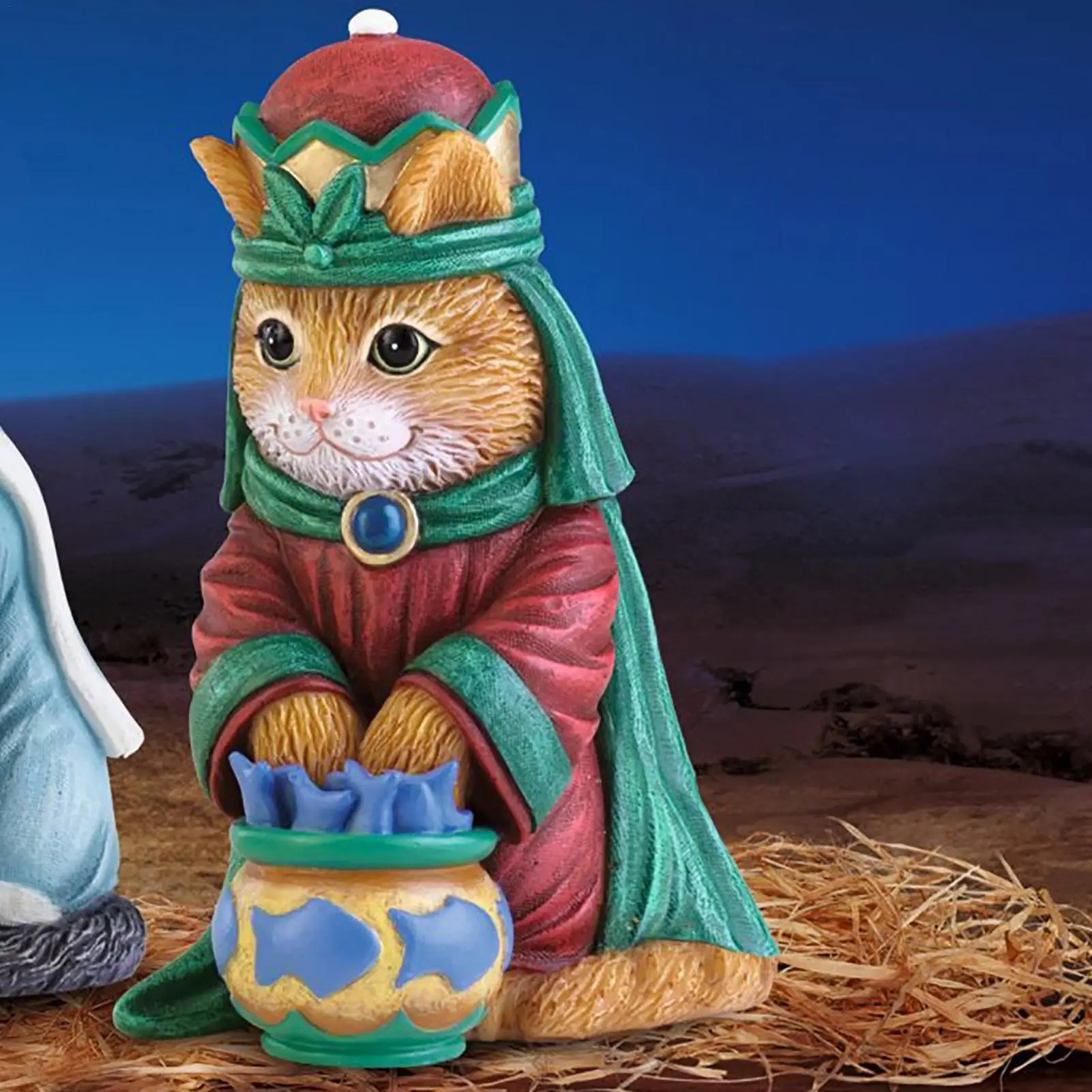 Nativity Manger Cat | 6 Pcs/set Christmas Nativity Set | Resin Cat Royal Crafts Statue for Home Tabl