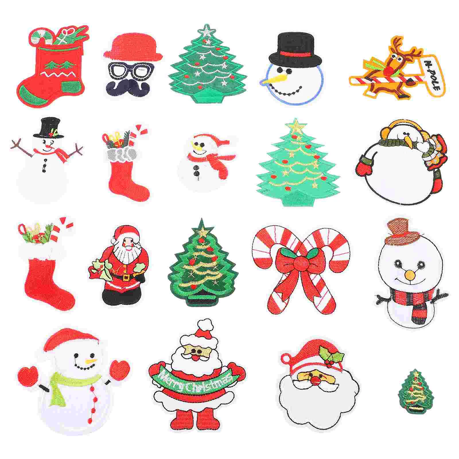 

19pcs Christmas Embroidered Christmas for Clothes Snowman Patch Christmas Tree On
