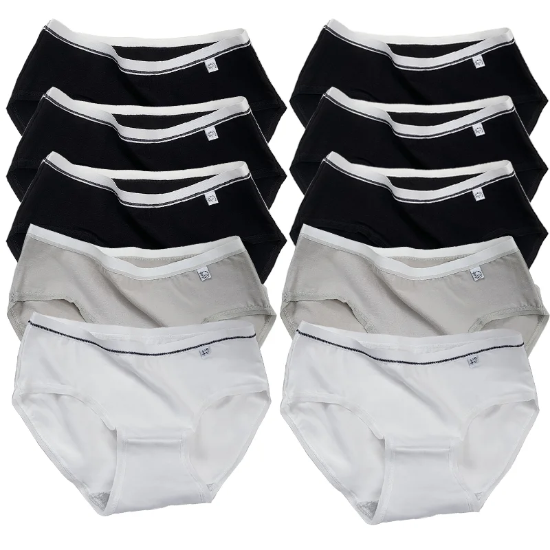 10 шт./партия, женские хлопковые трусы со средней посадкой