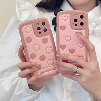 polka dot love heart phone case for iphone 13 12 11 pro max x xr xs max 7 8 plus se shockproof soft leather cover