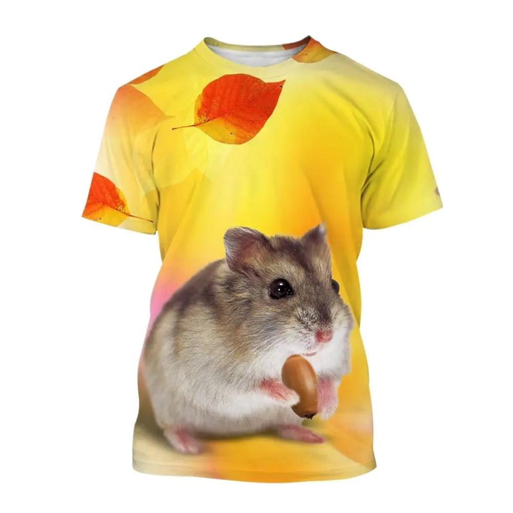 

Summer Hamster 3D Printed Casual T-shirt, Men's Fashion, Quick Drying, Fun Short Sleeves, Polyester Fiber