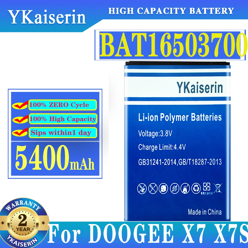 

YKaiserin For Doogee X7 X7 Pro X7Pro Battery Batterie Bateria Batterij BAT16503700 5400mAh Batteria + Tracking Number