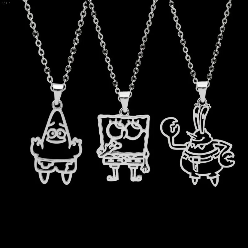 

Cute SpongeBob Necklace Cartoon SquarePants Patrick Star Eugene H. Krabs Anime Accessories Couple Girlfriend Pendant Gift