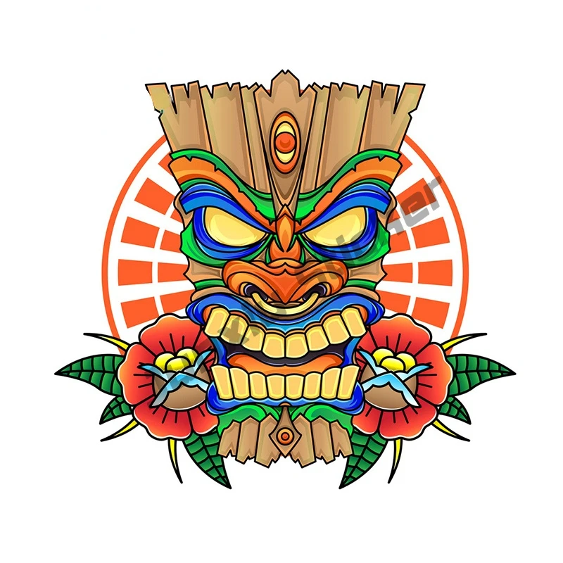 

Funny Hawaii Tiki Colorful Car Sticker Decal Bumper Truck Yacht Windshield Auto Occlusion Scratch SUV Fine Graphics KK13x12cm
