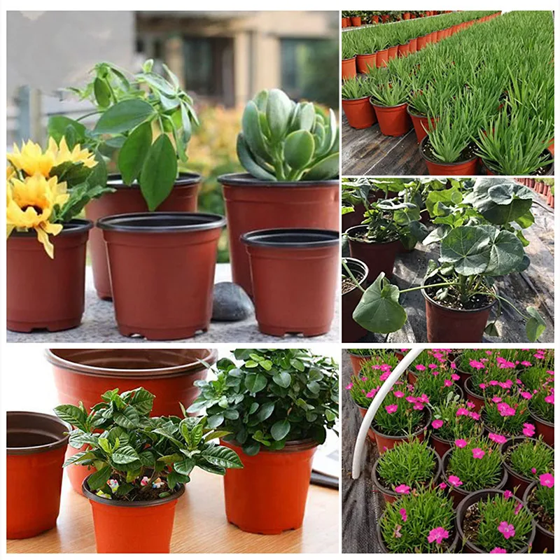 

10Pcs 9-14cm Dia Plastic Plant Grow Pots Reusable Succulents Flower Seedling Nursery Pot with Drainage Holes for Home Gardening