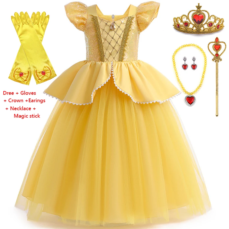 

Vestido Cosplay For Girl Costume 2023 New Kids Halloween Evening Dress Princess Dress Children Mesh Party Dress Set 3-9 Year Old