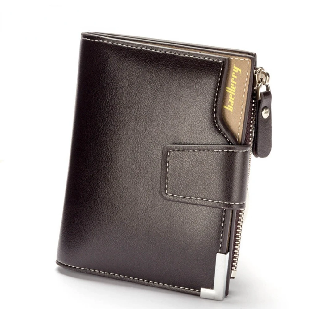 

Простые деловые мужские кошельки, Короткие Кошельки из искусственной кожи на молнии с держателем для карт и фото, Стильные повседневные муж...