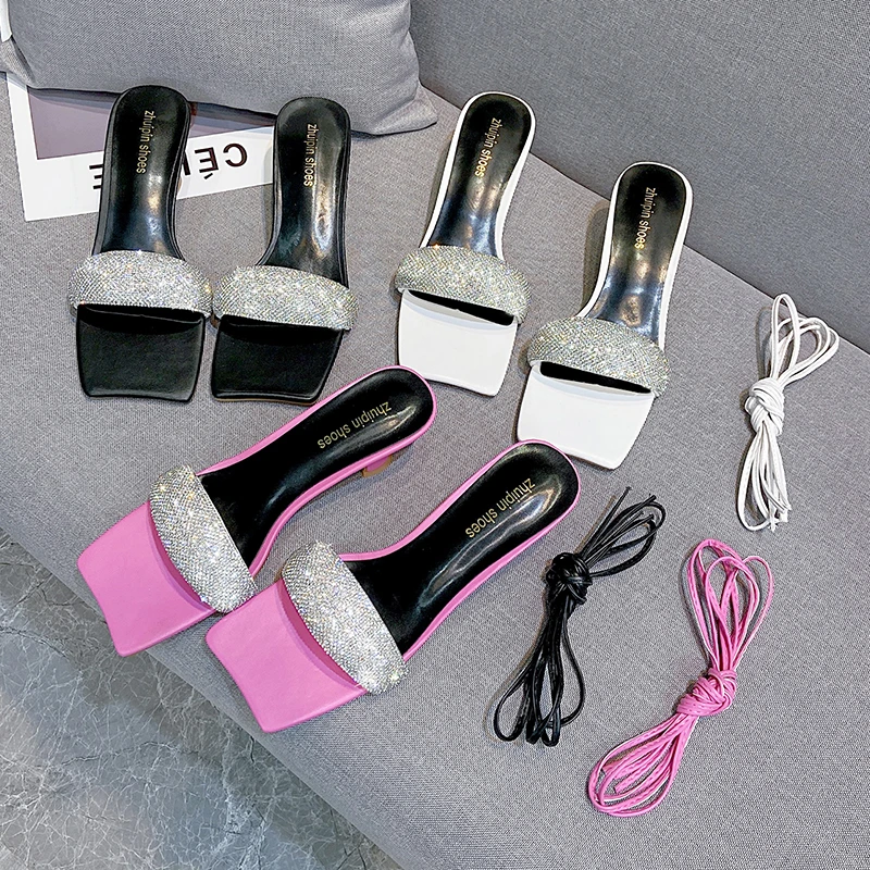 

Women's Shoes Women's Sandals 2022 Fashion Rhinestone Cross Strap Party High Heels Square Toe Sandals Women's Fashion High Heels
