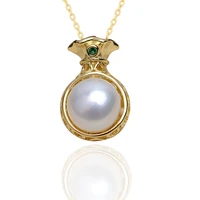 meibapj natural freshwater pearl fashion chinese lucky bag pendant necklace 925 sterling silver fine wedding jewelry for women