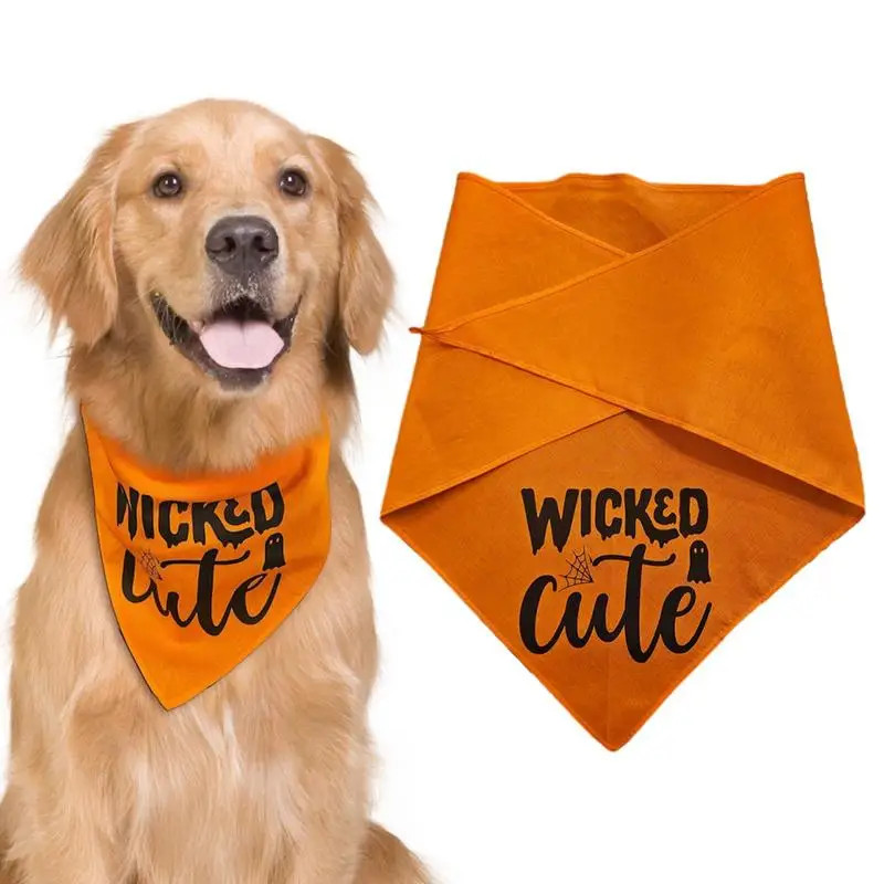 

Dog Bandanas Halloween Doggie Puppy Bibs Triangle Scarf Orange Washable Pet Neckerchief Dog Bibs Adjustable Bandana For Dogs