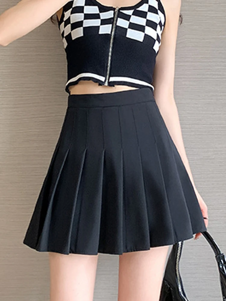 

Mini Pleated Skirt for Women High Waist Short Suit Skirts Black White Blue 2022 Summer Korean Casual Streetwear A-line Skirt Y2k