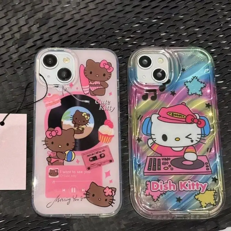 

Sanrio, летняя кавайная картинка Hello Kitty Iphone14 13 11 12 чехол 14Promax, прозрачная защита от падения, женский подарок на день рождения