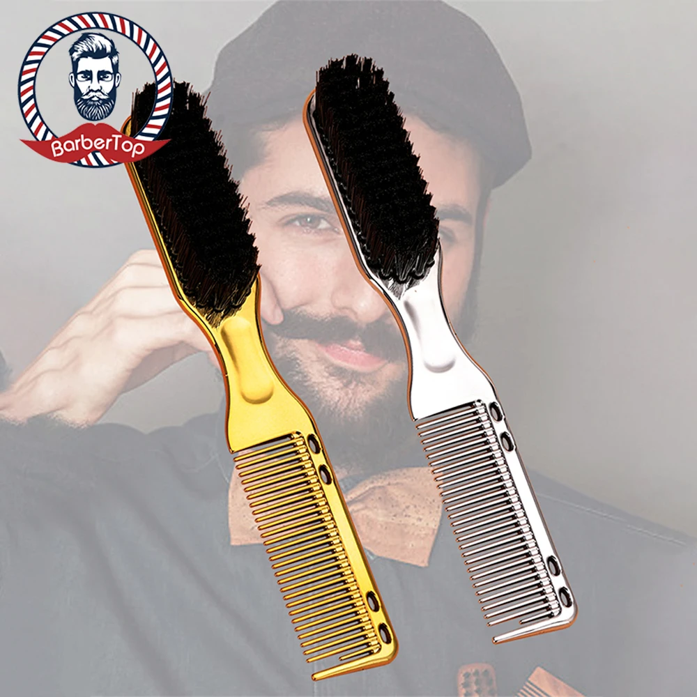 

Щетка с двойной головкой для бритья бороды, профессиональная ручка с покрытием для удаления сломанных волос на шее, инструменты для уборки