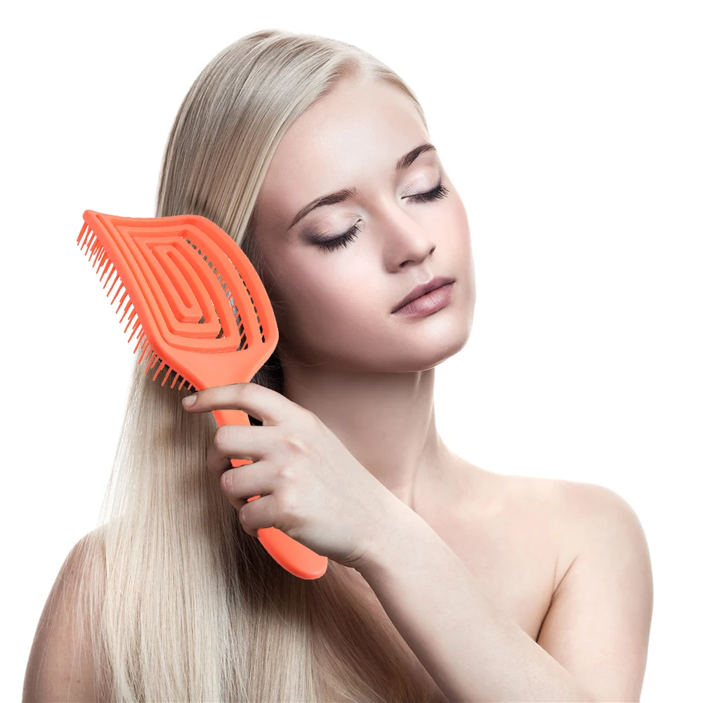 

Portable Hair Brush Scalp Massage Comb Salon Women Rubber Anti-skid Handle Dry Wet Hairdressing Style Tool Hairbrush Health Care