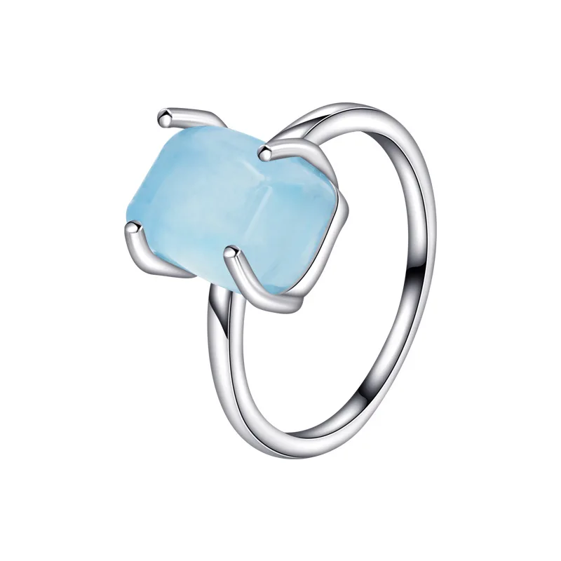 

Hot selling S925 sterling silver square moonstone micro-zircon ring, female minority design sense exquisite jewelry