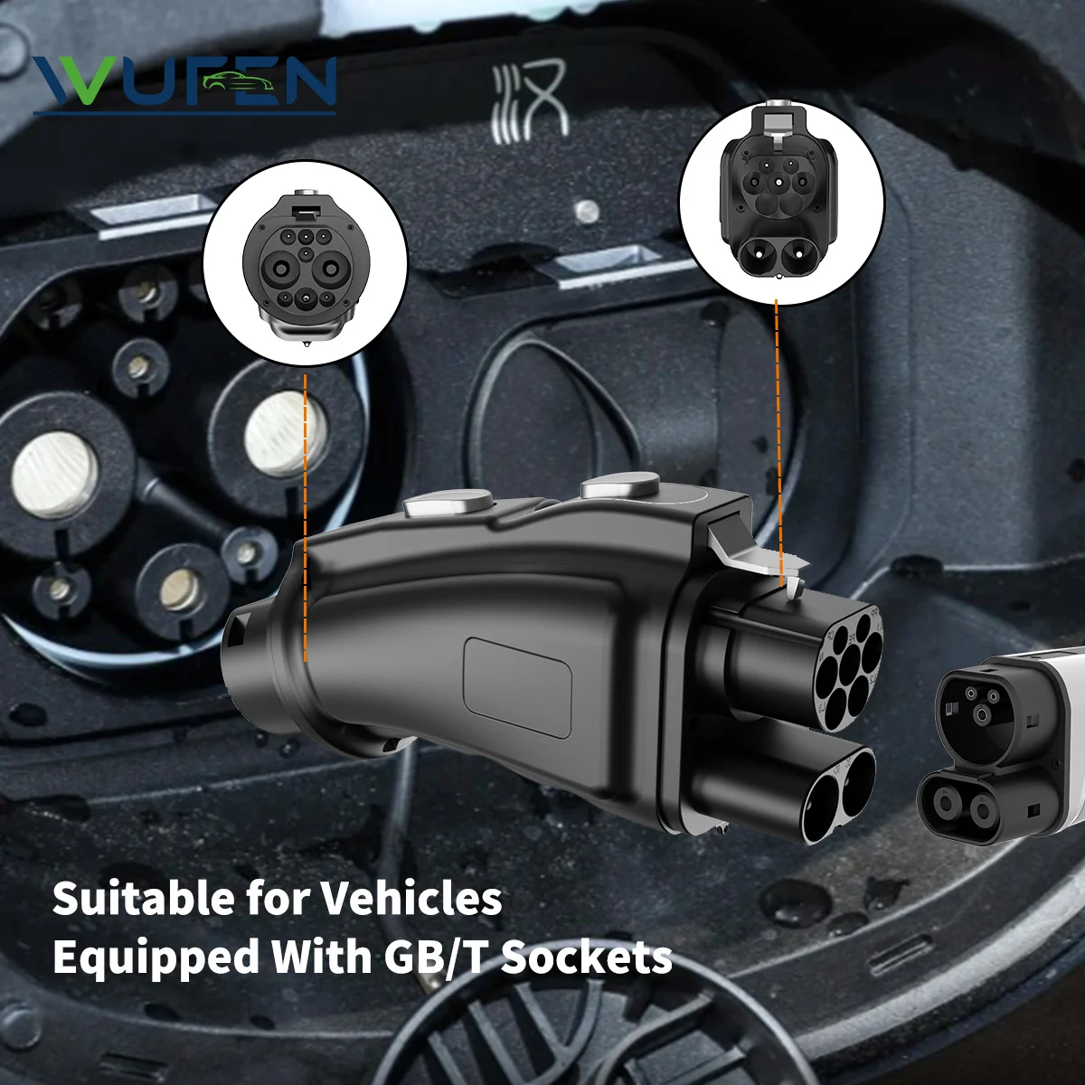 

WUFEN Адаптер зарядного устройства постоянного тока для электромобиля с быстрой зарядкой 300 кВт CCS2 к GBT EV для китайского суперзарядного устройства GBT EVS CCS для автомобилей GBT