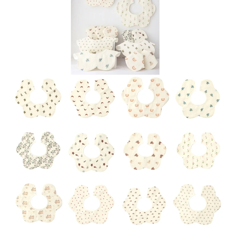 

77HD Cotton Burp Cloth and Practical Baby Bibs with Waterproof Layer for Babies Absorbent and Easy to Clean for Babies