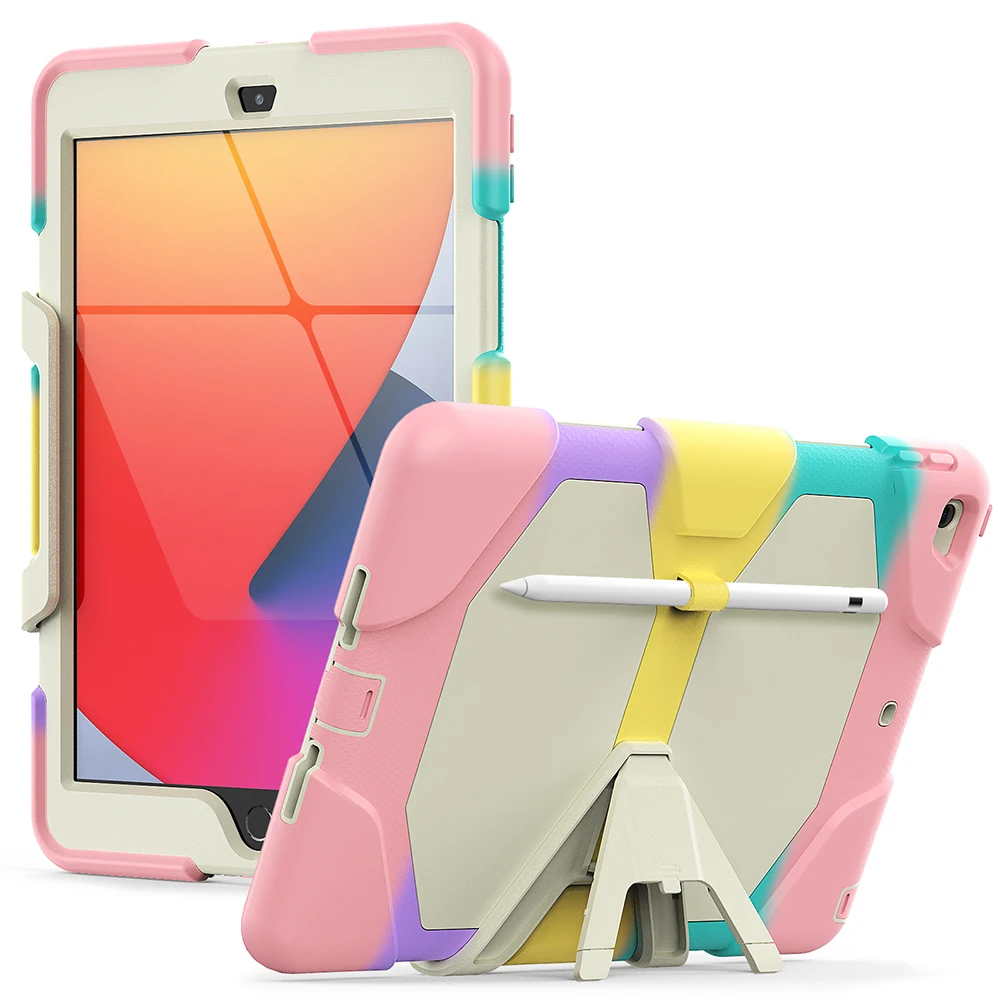 

Rugged Hard Case for iPad 10.2inch iPad8 8th 7th Gen 2020 Shock Dirt Proof Silicone Stand Cover Kickstand Case