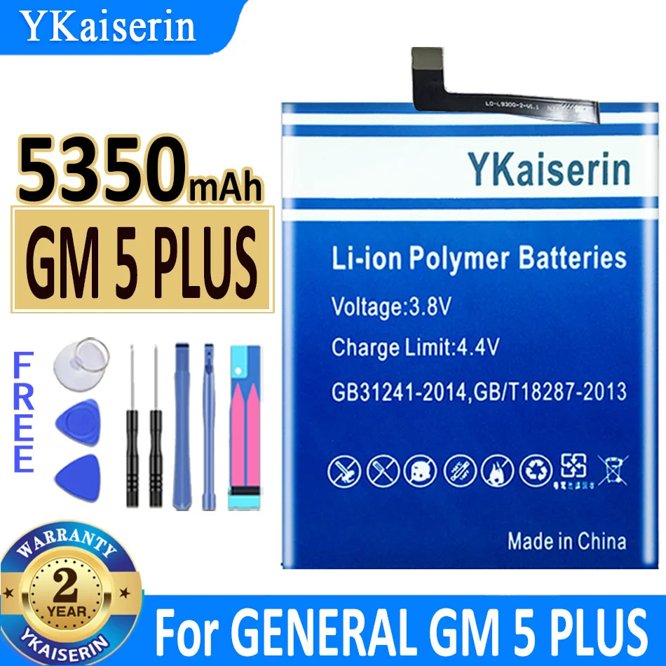 

YKaiserin Battery 5350mAh For GENERAL GM 5 PLUS GM5 PLUS High Capacity Bateria + Free Tools