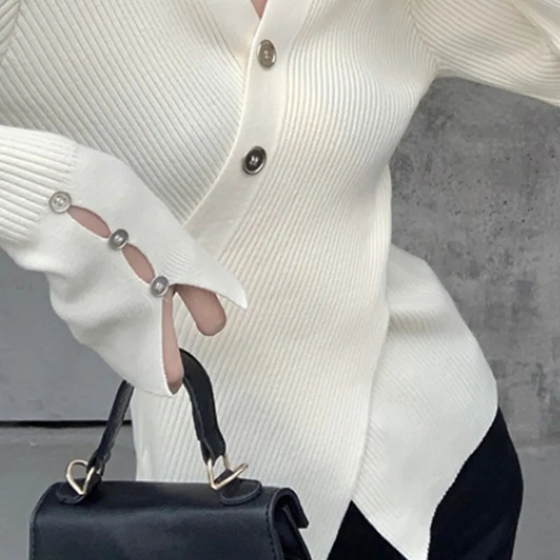 Новый вязаный свитер с длинным рукавом и v-образным вырезом женские пуловеры