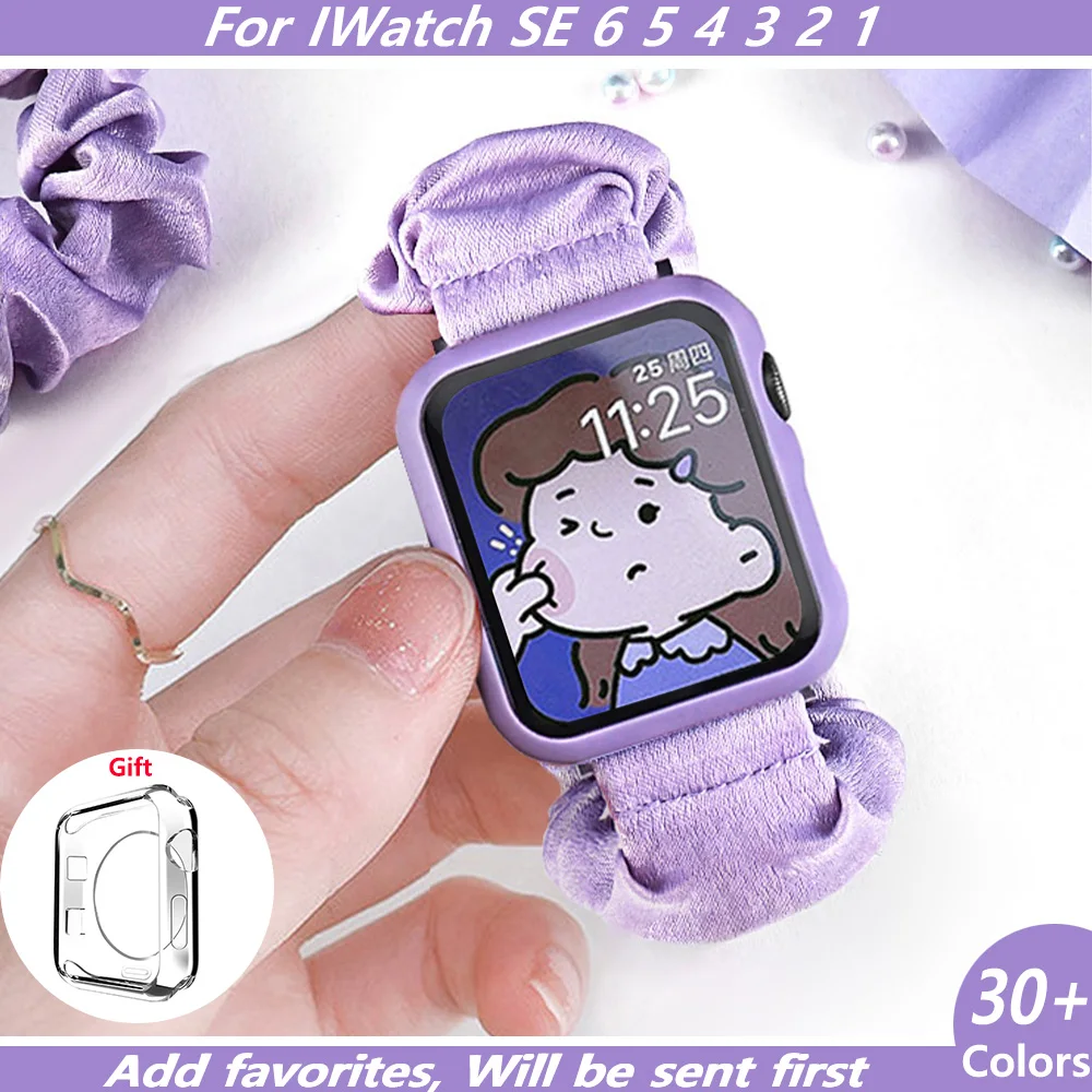 

Scrunchie Elastic Strap for Apple Watch Band Series 6 SE 5 4 3 2 1 38mm 40mm 42mm 44mm on Iwatch Ladies Hair Watchband Bracelets