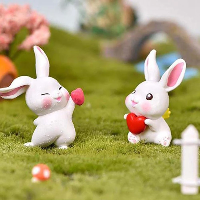 Миниатюрная Фигурка кролика из мультфильма 6 шт. миниатюрные Ландшафтные