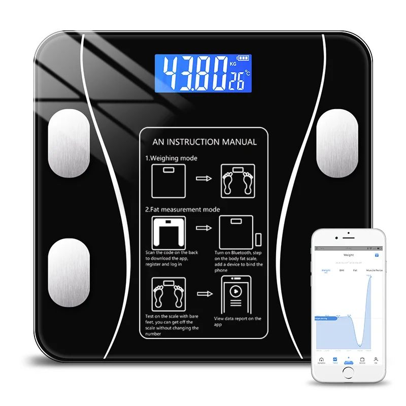 

Smart Body Fat Scale Connection Bluetooth Electronic Weight Scale Body Composition Analyzer Digital Bathroom Floor Scale