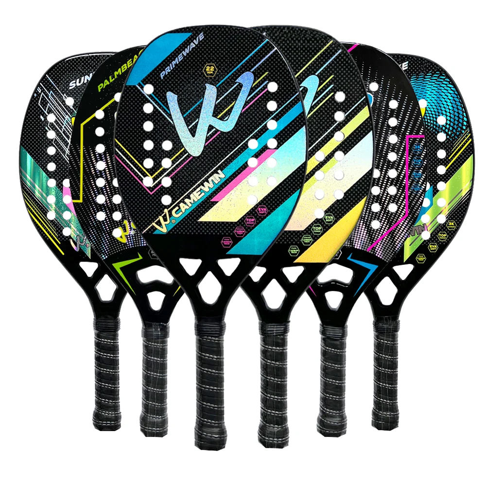 Camewin sports  ball racket 3K carbon fiber beach high -quality men's racket rough surface with bags cover outdoor beach sports