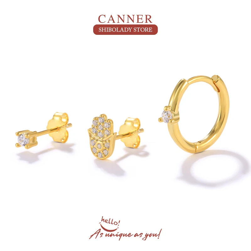 

Женские серьги CANNER из серебра 925 пробы с фианитами, 3 шт.
