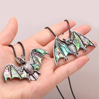 natural shells abalone alloy ear bat pendant necklace for jewelry making diy fashion necklace accessories charm gift party decor